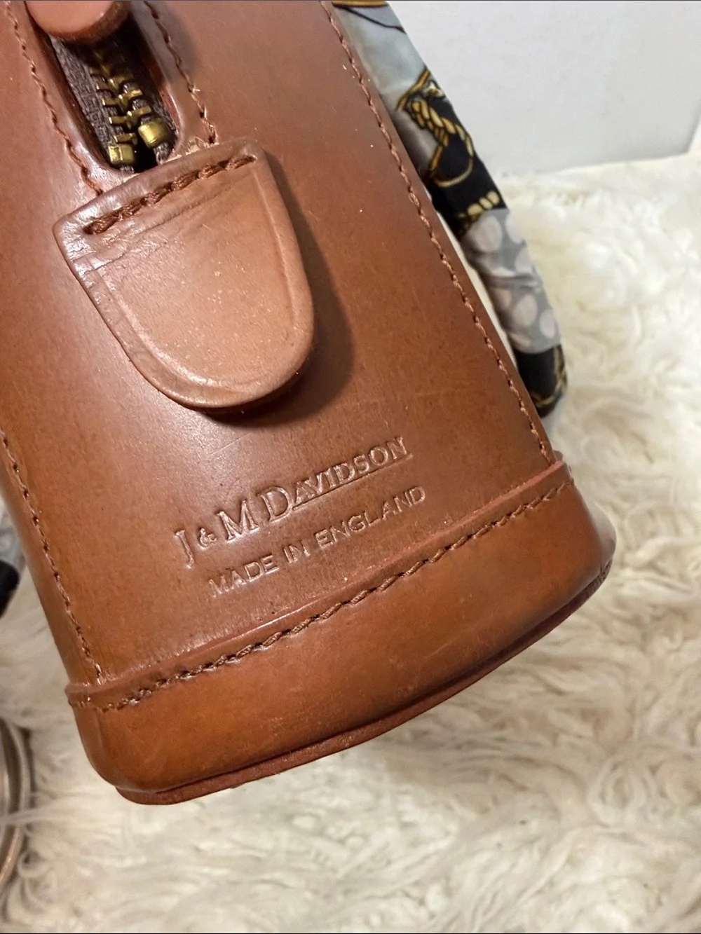 Vintage J&M Davidson Brown Leather Top-Handle Bag with Gold Turn-Lock medium